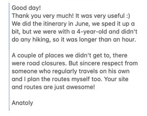 itinerary review