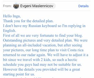 itinerary review